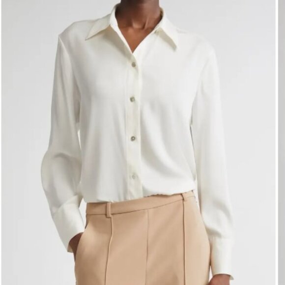Vince Stretch Silk Button-Up Shirt - Picture 1 of 12